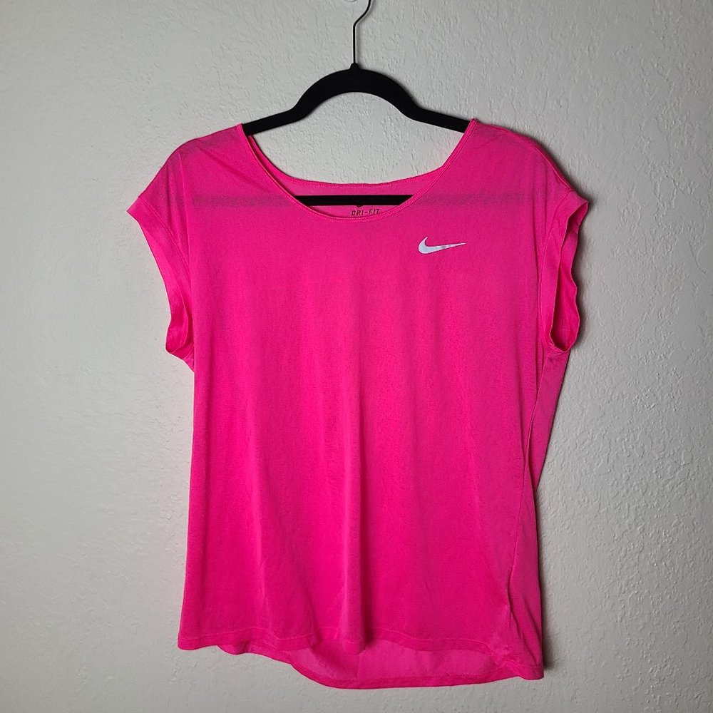Nike Dri-fit Neon Pink Short Sleeve Top Size L